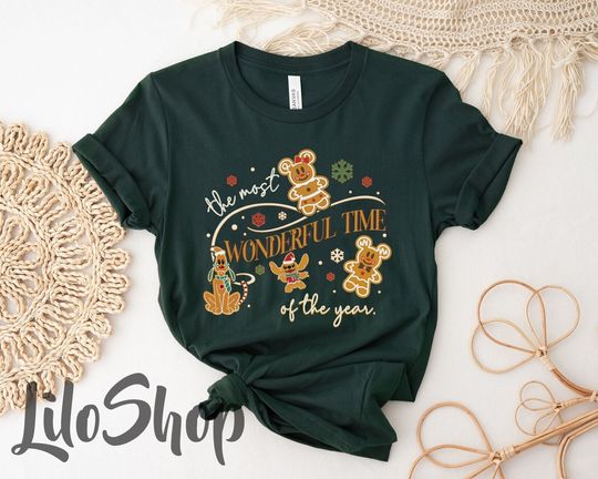 Discover It's The Most Wonderful Time Of The Year Shirt, Mickey Minnie Gingerbread Shirt, Christmas Gift, Cookies Christmas Family Shirt, Xmas Gifts