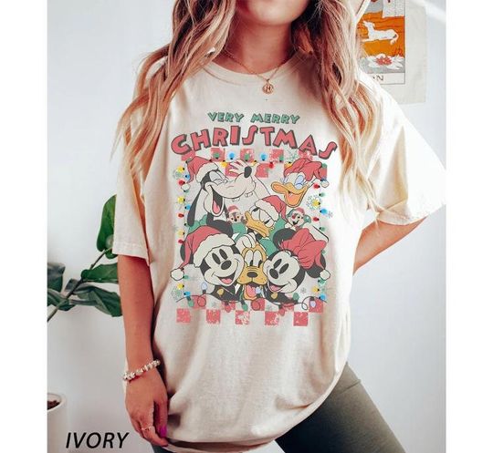 Retro Checkered Mickey Very Merry Christmas Shirt, Mickey and Friends Christmas Shirt, Disney Christmas Shirt, Christmas Family Shirt