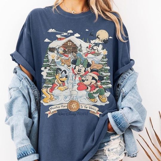 Discover Disney Merry Christmas Comfort Colors, Walt Disneyworld Character, Christmas Mickey And Friends Shirt, Holiday Season, Christmas Tree