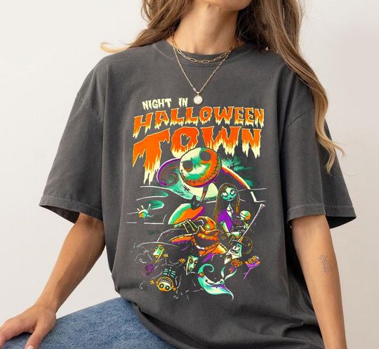 Nightmare Before Christmas Characters Comfort Colors Shirt, Night In Halloween Town, Jack Skellington Oogie Boogie Bash, Disney Halloween