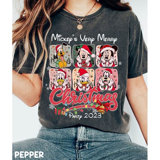 Discover Mickey'S Very Merry Christmas Party Comfort Colors Shirt, Magic Kingdom Friends Christmas Shirt, Xmas Family Matching Shirt