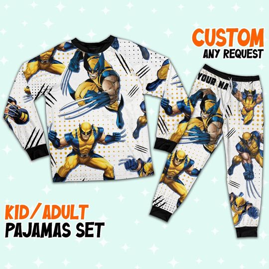 Custom Disney Deadpool and Wolverine Wolverine Colorful Pajamas, Disney Matching Pajamas Set, Disneyworld Shirt, Superhero Pajamas