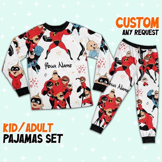 Custom Disney Father Day Mr Incredible The Incredibles Colorful Pajamas Set, Incredible Pajamas, Disneyland Matching Pajamas Set