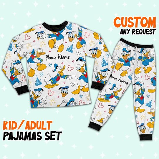 Discover Custom Disney Friends Donald Colorful Pajamas Set, Donald Steamboat, Disneyland Matching Pajamas Set, Disney Trip Shirt