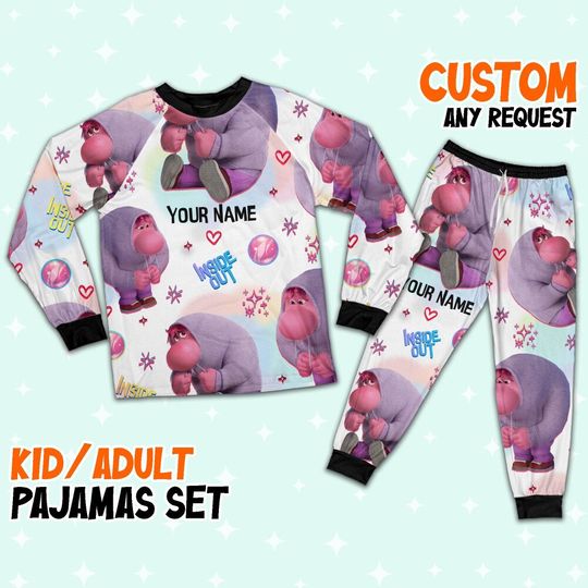 Discover Custom Disney Inside Out Embarrassment Pink Color Pajamas Set, Cartoon Pajamas Set, Magic Kingdom Pijamas, Inside Out Birthday Gift