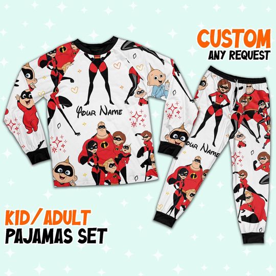 Custom Disney Mother Day Elastigirl The Incredibles Colorful Pajamas, Custom Kid Youth Adult Pajamas, Pajamas Birthday Gift, Disney Vacation