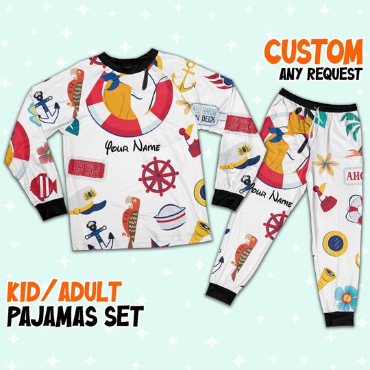 Custom Disney Pluto Cruise Trip Colorful Pajamas, Custom Kid Youth Adult Pajamas, Pajamas Birthday Gift, Disney Vacation