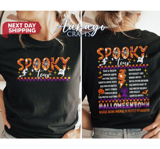 Discover Retro Halloween Shirt, Spooky Tour Shirt, Ghosts Boo ,Two-Side Spooky Season Sweater