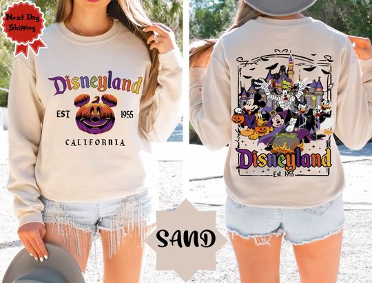 Discover Disneyland Est. 1955 Halloween Shirt, 2 Sided Disney Halloween Sweatshirt