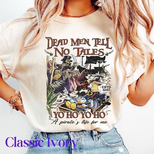 Discover Dead Men Tell No Tales Mickey And Friends Pirates of the Caribbean Disneyland Shirt Matching Family Shirt Great Gift Ideas Men Women