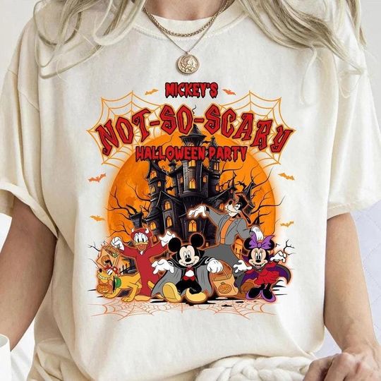 Discover Disney Mickey and Friends Group Mickey's Not So Scary Halloween Shirt, Spooky Season Mickey Halloween Pumpkin Ghost Shirt, Halloween Outfits