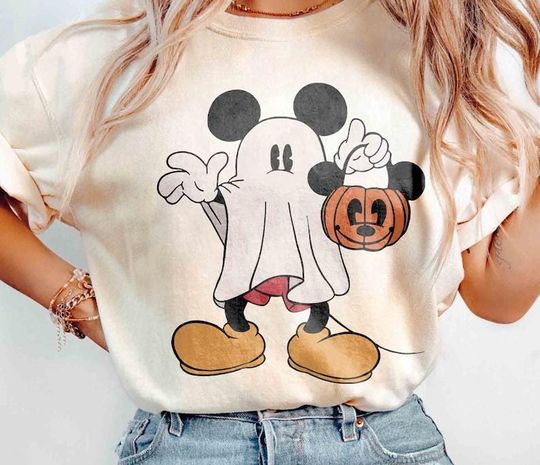 Discover Retro Mickey Ghost Halloween Comfort Colors Shirt, Mickey Spooky Season Shirt, Mickey's Not So Scary Halloween Shirt, Halloween Pumpkin Tee