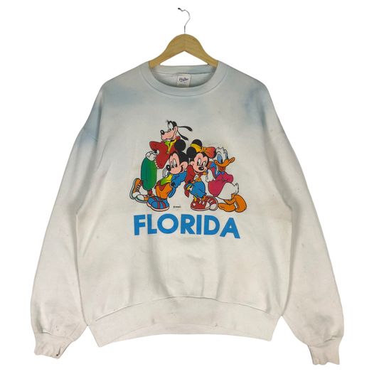 Discover Vintage 90s Mickey Mouse Florida Velva Sheen Crewneck Cartoon Disney Sweatshirt