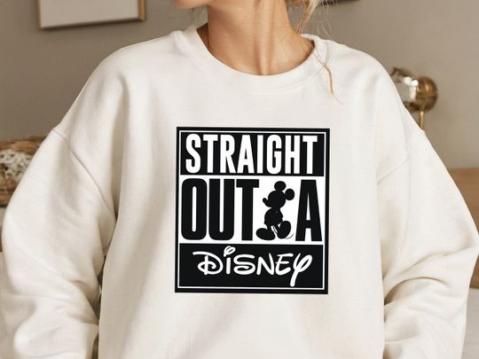 Discover Straight Outta Disney Sweatshirt, Disney Mickey Mouse Silhouette Sweatshirt