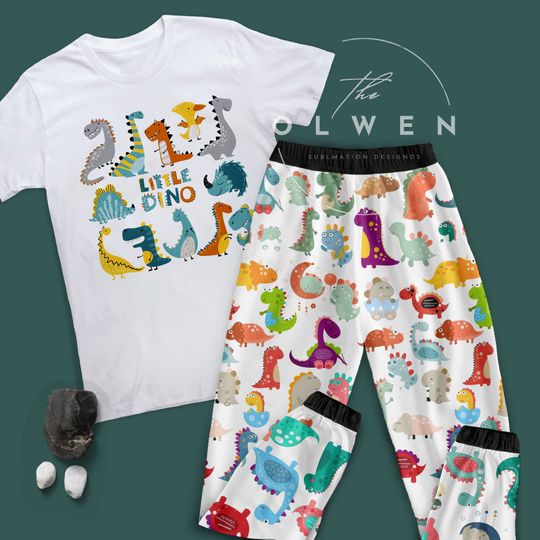 Discover Little Dino Holiday Pajamas Set, Cute Dinosaur Christmas Pajamas Set, Dino Family Pajamas For Adult And Kids