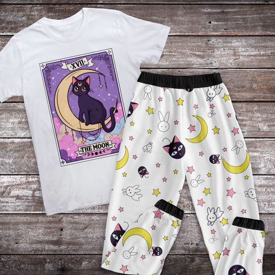 Discover Luna Cat Sailor Moon Pajamas Set, Family Pajamas, Family Christmas Pajamas Set.