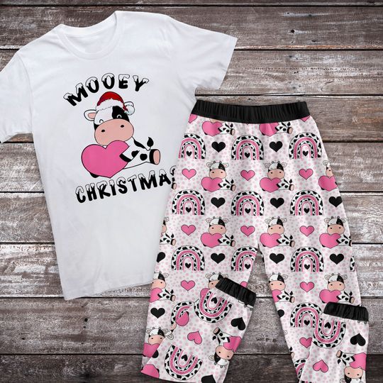 Cute Cow Pajamas Set, Family Pajamas, Family Christmas Pajamas Set.