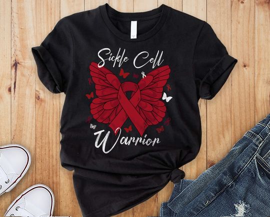 Discover Sickle Cell Awareness T-Shirt, Sickle Cell Anemia Shirt, Butterfly Sickle Cell Shirt, Gift For Sickle Cell Warrior, Cancer Awareness Shirt