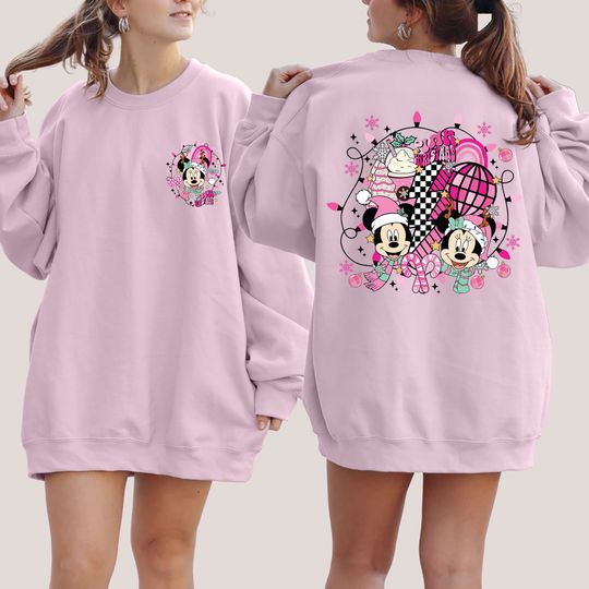 Mickey And Friends Christmas Sweatshirt, Pink Christmas Sweatshirt, Mickey Very Merry Christmas Sweatshirt, Disney Christmas, Gift For Xmas