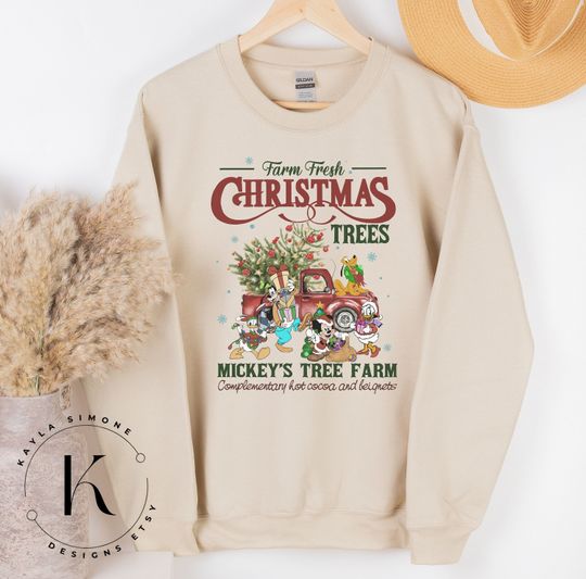 Discover MICKEY MOUSE Christmas sweater | Disney Christmas crewneck | Disney Christmas gift | Minnie Mouse Christmas | Tree Farm | Disney merch