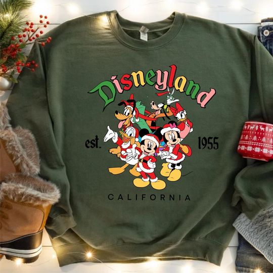 Discover Disneyland Est. 1955 Christmas Sweatshirt, Mickey And Friends Christmas Sweater, Disney Christmas Sweatshirt,Disney Matching Christmas Sweat