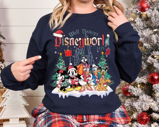 Discover Walt Disney's Disneyworld 1971 Sweater, Disney Family Matching Christmas Sweatshirt, Merry Christmas 2024 Shirt, Mickey & Co X-mas Shirt