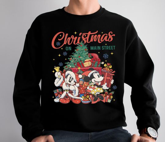 Discover Christmas On Main Street Sweatshirt, Disney Family Matching Christmas Tee, Mickey Minnie Santa 2024 Shirt, Mickey's Very Merry Christmas Tee