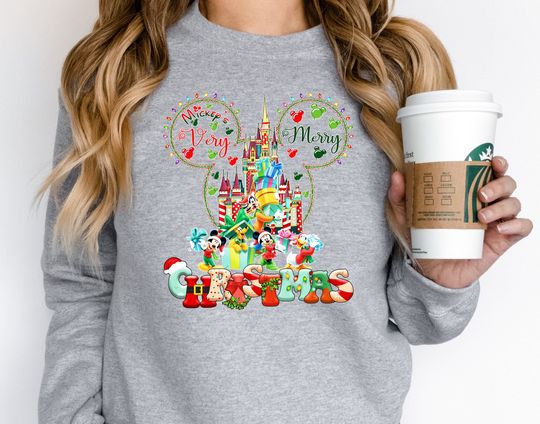 Discover Mickey Very Merry Christmas Sweatshirt, Disney Santa Mickey And Minnie Sweatshirt, Christmas Party Sweatshirt, Disney Christmas Sweatshirt,