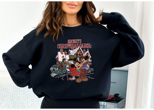 Discover Retro Mickey's Christmas Carol Sweatshirt, Mickey's Very Merry Xmas Party Shirt, Disney Family Christmas Trip Tee, Disneyland Xmas Sweater