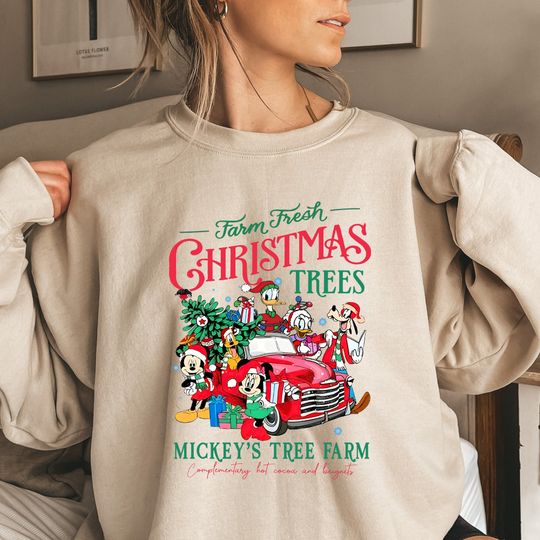 Discover Mickey's Tree Farm Sweatshirt, Mickey's Tree Farm, Mickey And Friends, Christmas Disney Family, Christmas Gift, Christmas Disney Family Trip