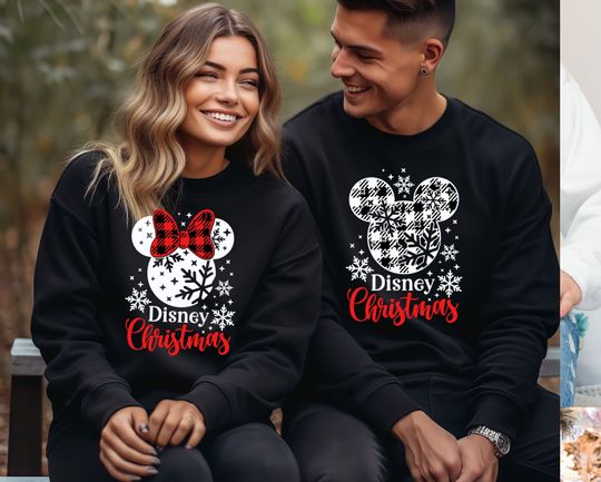 Discover Disney Minnie Christmas Sweatshirt, Christmas Snow Ear Sweatshirt, Winter Disney, Disney Minnie Head Light Tee, Vintage Disney Christmas,