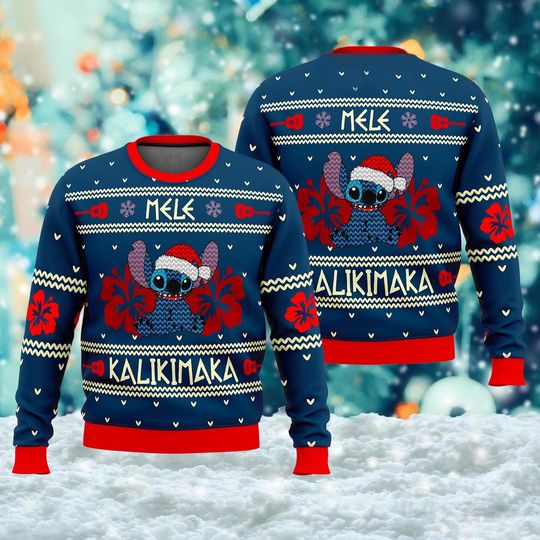 Discover Funny Alien Blue Ugly Christmas Sweater, Alien Dog Santa Hat Xmas Sweatshirt, Christmas Gift For Men Women Kid, All Over Print 3D Shirt