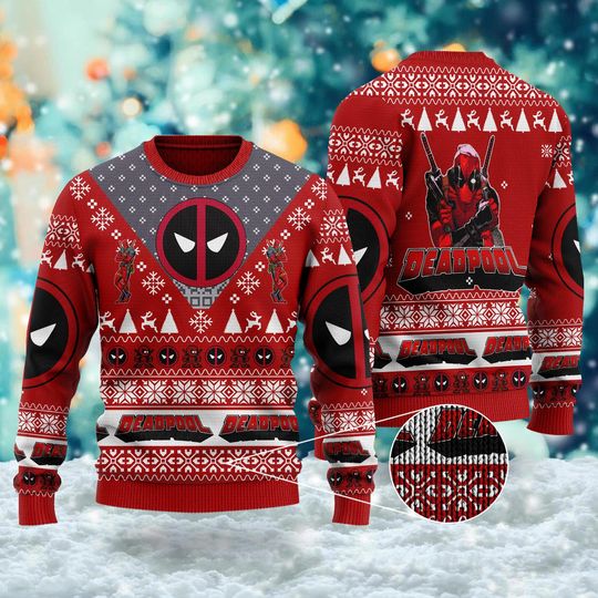 Deadpool Ugly Christmas Sweater, Superhero Christmas Sweater, Deadpool Xmas Sweatshirt, Christmas Gift for men Women kid