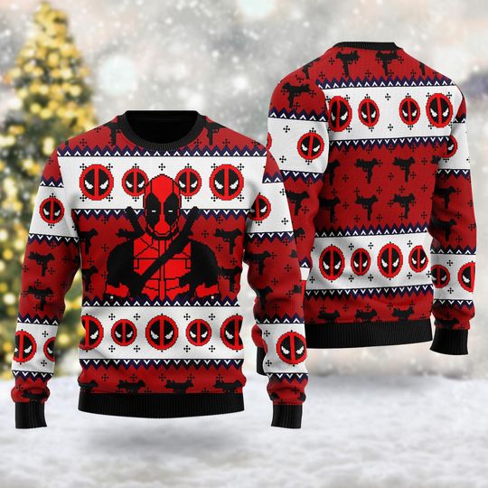Discover Deadpool 3D All Over Printed shirt, Superhero Movie Ugly Christmas Sweater, Deadpool Xmas Sweatshirt, Christmas Gift For Men Women Kid