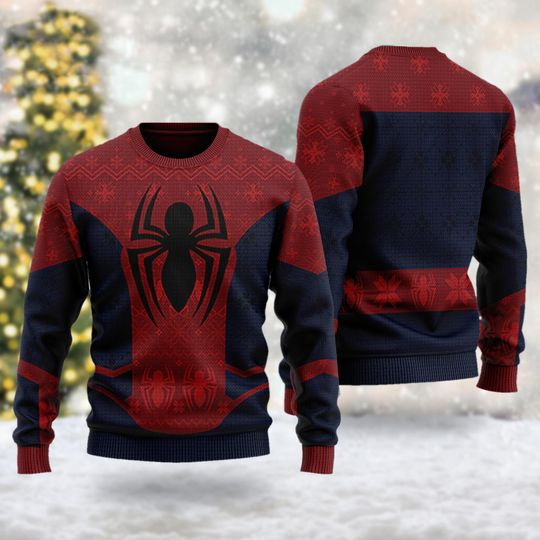 Discover Spiderman Ugly Christmas Sweater, Superhero Xmas Sweatshirt, Spider Xmas Party Cosplay, Christmas Gift for Men Women Kid