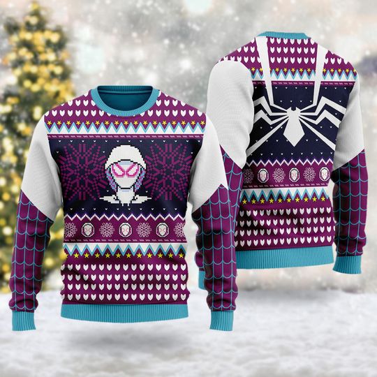 Superhero Movie 3D All Over Printed shirt, Spider Gwen Ugly Christmas Sweater, Xmas Sweatshirt, Christmas Gift For Men Women Kid
