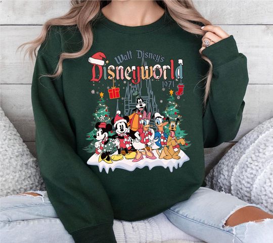 Discover Walt Disney's Disneyworld Christmas Sweatshirt, Mickey And Co. Disneyworld 1971 Winter Holiday Sweater, Disneyland Family Christmas Trip Tee