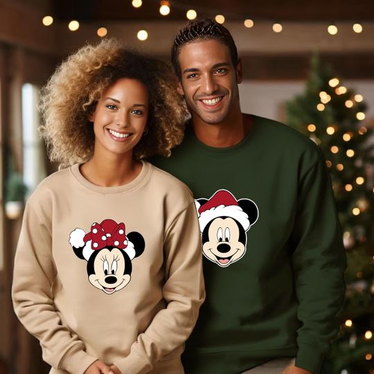 Discover Christmas Couples Sweatshirts, Mickey and Minnie Mouse Sweaters, Disney Christmas Sweater, Xmas Couples Gift, Cute Matching Sweatshirts