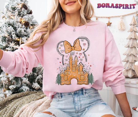 Discover Minnie Gingerbread Castle Christmas Sweatshirt, Disney Christmas Shirt, Disney Holidays Shirt, Disney Girls Trip, Disneyland Christmas Shirt
