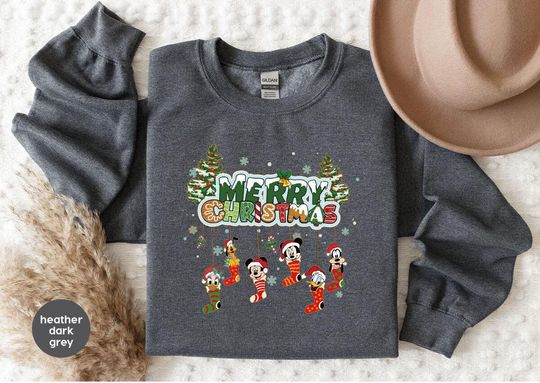 Discover Disney Christmas Socks Sweatshirt, Disneyland Vacation Shirt, Disney Christmas  Sweatshirt, Christmas Disney Character Sweatshirt,