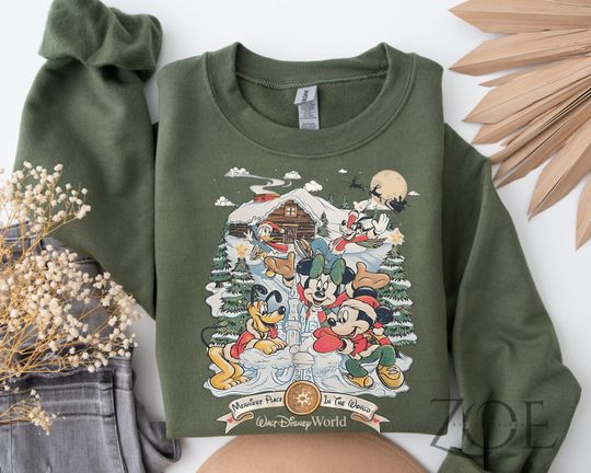 Discover Disney Merry Christmas Sweatshirt, Walt Disneyworld Character, Retro Christmas Mickey And Friends Sweater, Holiday Season,Christmas Tree Tee