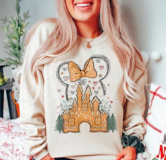 Discover Minnie Gingerbread Castle Christmas Sweatshirt, Disney Christmas Sweatshirt, Disney Holidays Shirt, Disney Girls Trip, Disneyland Sweater