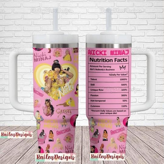 Nicki Minaj 40oz Tumbler, Nicki Minaj Pink Friday 2 Tumbler Cup, Nicki Minaj Rapper Insulated Tumbler, Gaga City 2024 Tour Tumbler