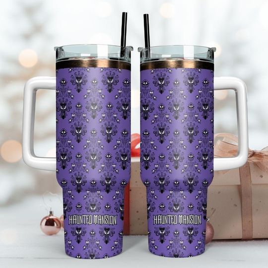 Haunted Mansion Tumbler 40oz, Hitchhiking Ghosts Insulated Tumbler, Haunted Horror Tumbler Cup, Horror Movie Coffee Tumbler