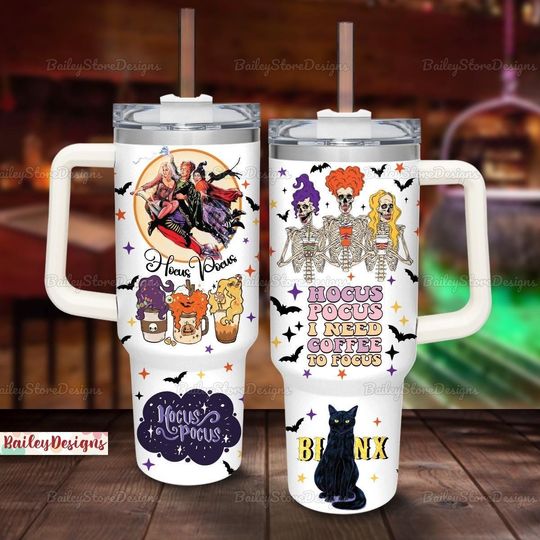 Hocus Pocus 40oz Tumbler, Sanderson Witch Tumbler Cup, Sanderson Sisters Coffee Tumbler, Witches Insulated Tumbler, Trick Or Treat Cup