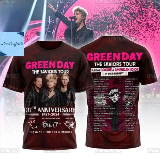 Green Day Tshirt, The Saviors 2024 Tour Shirt, Green Day Band Graphic Tee, Rock Band Concert Shirt, Green Day Fan Shirt, Trendy Tee