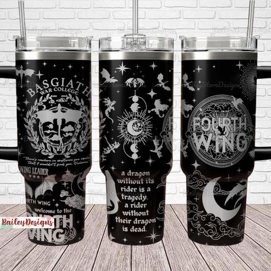 Fourth Wing Tumbler 40oz, Basgiath War College Tumbler, Fantasy Book Lover Tumbler, Book Club Merch Coffee Cup, Halloween Gift