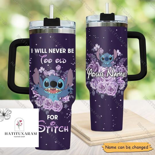 Halloween Stitch Tumbler 40oz, Stitch Coffee Cup, Lilo And Stitch Tumbler With Handle, Personalized Stitch, Stitch Drinkware Tumbler
