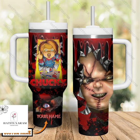 Halloween Halloween Chucky Tumbler 40oz, Chucky Wanna Play Tumbler, Personalized Tumbler, Horror Drinkware Tumbler, Trick Or Treat