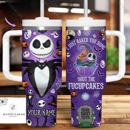 Halloween Jack Skellington 40oz Tumbler, Custom Halloween Witches Tumbler, Spooky Season Cup, Trick Or Treat Gift, Fall Vibes Tumbler